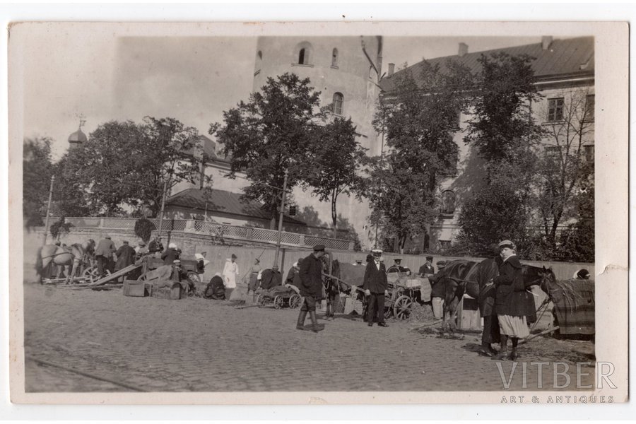 фотография, Рига, рынок у замка, Латвия, 20-30е годы 20-го века, 14x8,8 см