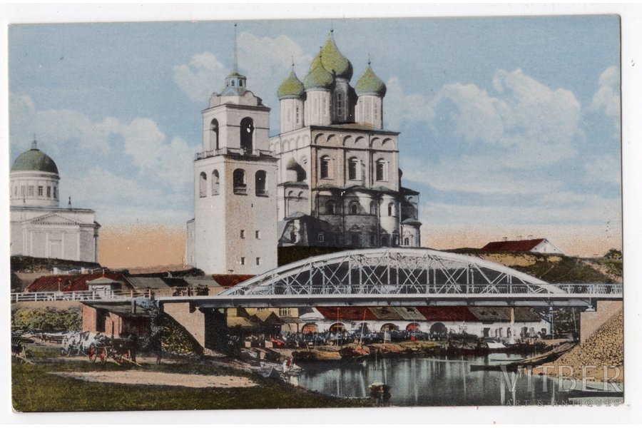 atklātne, Pleskava, Troickas baznīca, Krievijas impērija, 20. gs. sākums, 13.8x8.8 cm