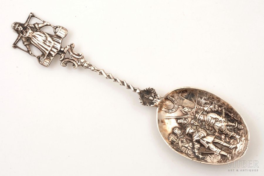 spoon, silver, 830 standard, 49.85 g, 19.5 cm, the border of the 19th and the 20th centuries, Germany, import hallmark of Finland
