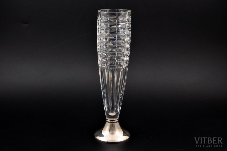 a vase, silver, 830 standard, cut-glass (crystal), 23.2 cm, 1966, Turku, Finland