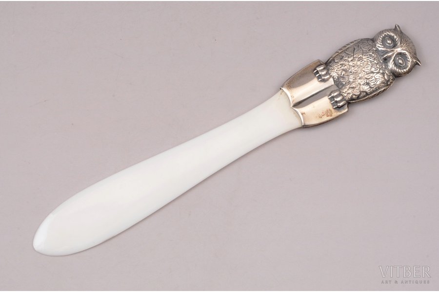 нож для писем, серебро, "Сова", 830 проба, общий вес изделия 30.30 г, 21.3 см, 1966 г., Хямеэнлинна, Финляндия