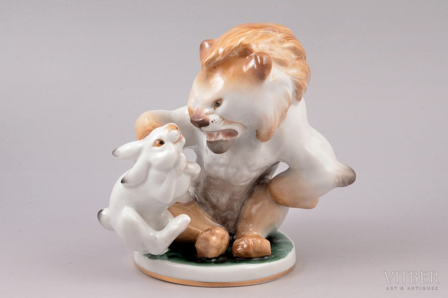 figurine, Lion and rabbit, por...