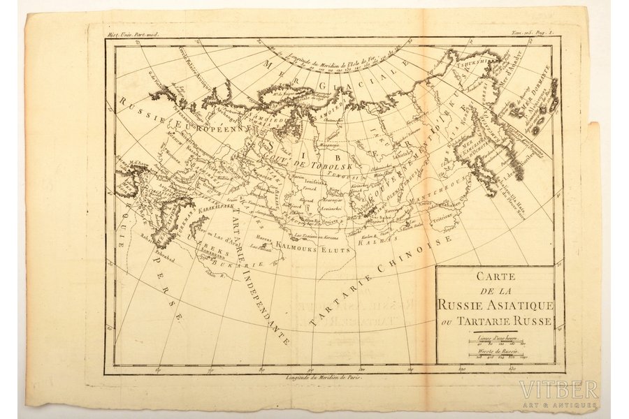 Āzijas Krievijas vai Krievijas Tartārijas karte (Carte de la Russie Asiatique ou Tartarie Russe), Louis Brion de la Tour, Krievijas impērija, Francija, 1788 g., 37.5 x 26.5 cm