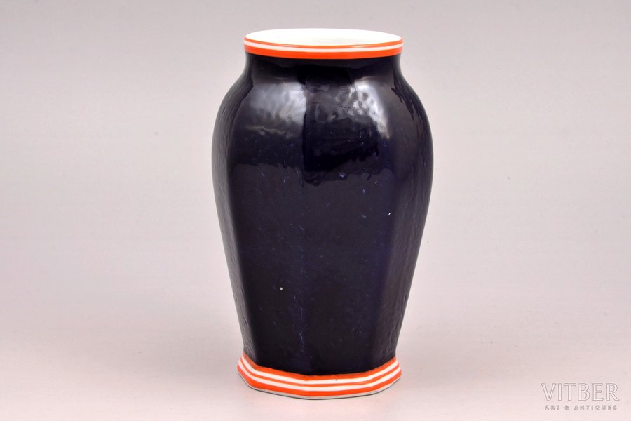 vase, cobalt, porcelain, M.S. Kuznetsov manufactory, Riga (Latvia), 1937-1940, 14 cm, third grade