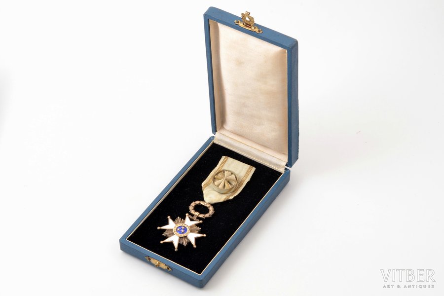 the Order of Three Stars, 4th class, silver, enamel, 875 standard, Latvia, 20ies of 20th cent., in a case