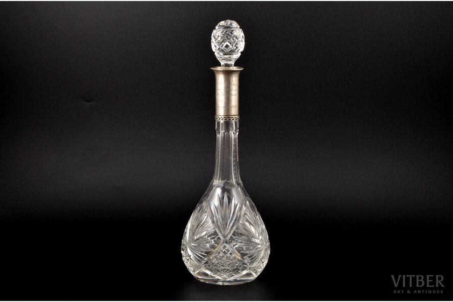 carafe, silver, with monogram,...