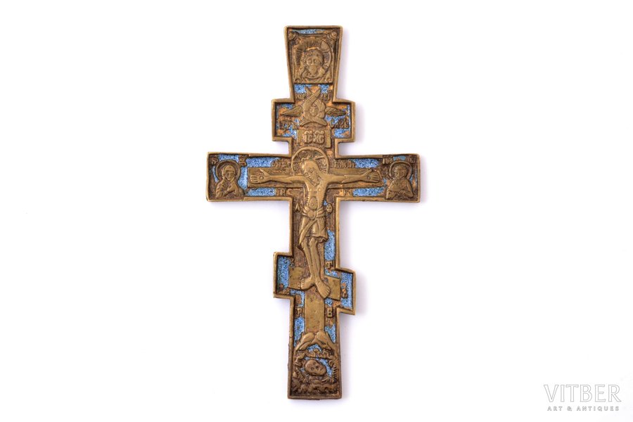 cross, The Crucifixion of Christ, copper alloy, 1-color enamel, Russia, the 19th cent., 11.5 x 6.6 x 0.3-0.4 cm