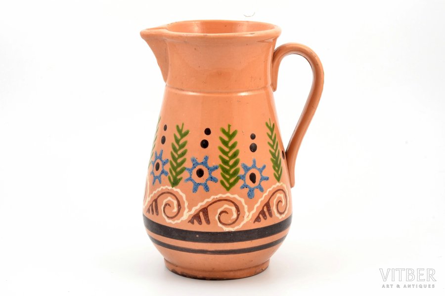 jug, ceramics, M.S. Kuznetsov manufactory, Riga (Latvia), the 30ties of 20th cent., 21.7 cm, traces of everyday use