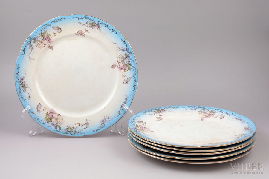 set of 6 plates, faience, M.S....