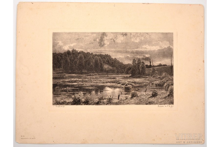 Shishkin Ivan (1832-1898), A swamp by the Warsaw Railway, 1886, paper, etching, 15.7 x 26.2 cm, № 52