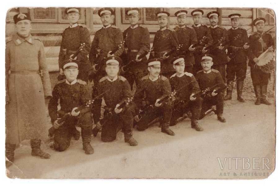 фотография, армейское подразделение, Российская империя, начало 20-го века, 14x9 см