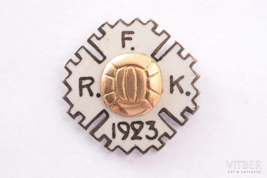badge, RFK, Riga football club, silver, Latvia, 1923, 18.5 x 18.5 mm