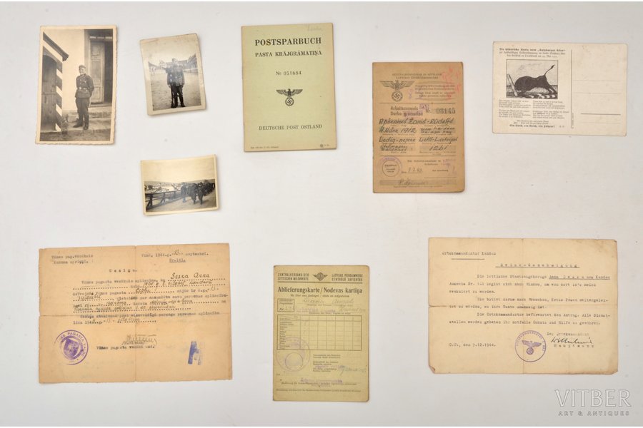 комплект документов, немецкая оккупация, Латвия, 1942-1945 г.