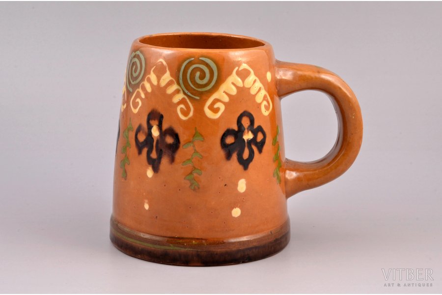 beer mug, ceramics, Riga (Latvia), the 30ties of 20th cent., h 11.8 cm