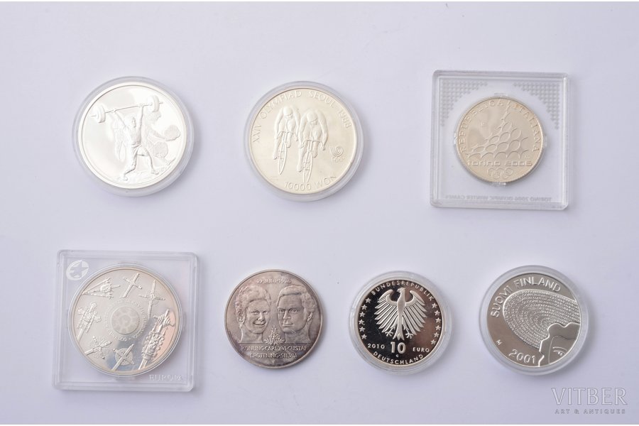 1976-2010 г., лот из 7 серебряных монет, серебро