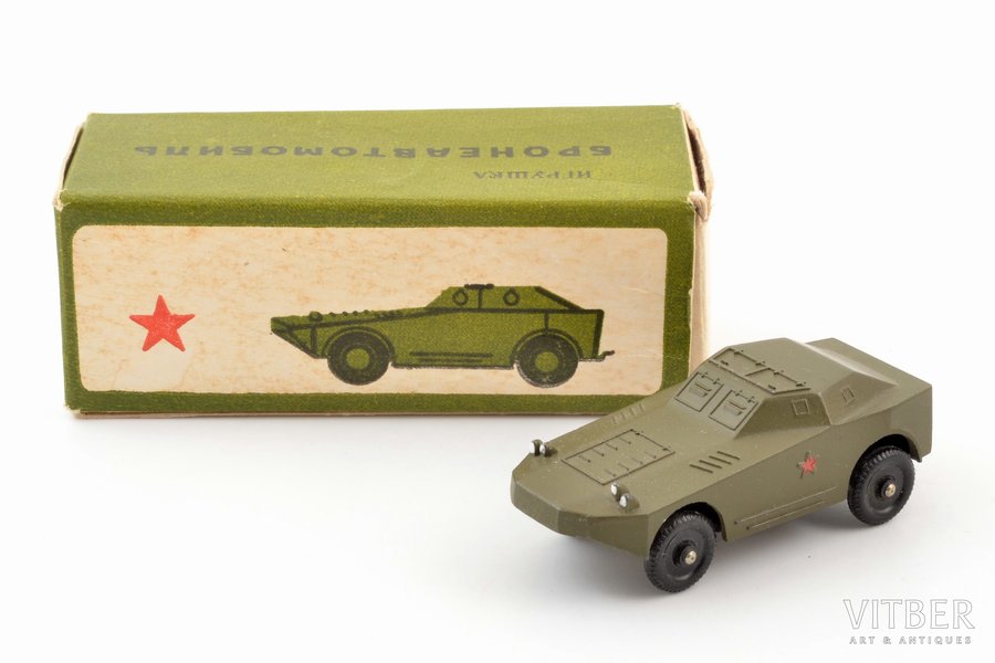 model of military equipment, armored car, metal, USSR, 1987