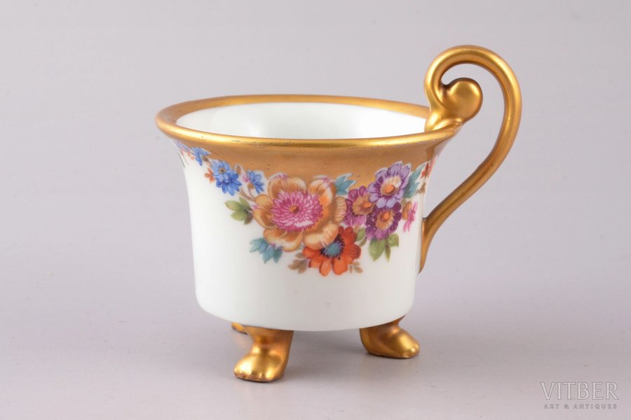 small cup, Carl Spunde, porcelain, Riga (Latvia), the 20-30ties of 20th cent., h (with handle) 7.2 cm