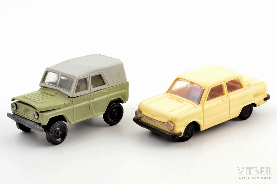 komplekts, 2 auto modeļi, plastmasa, PSRS