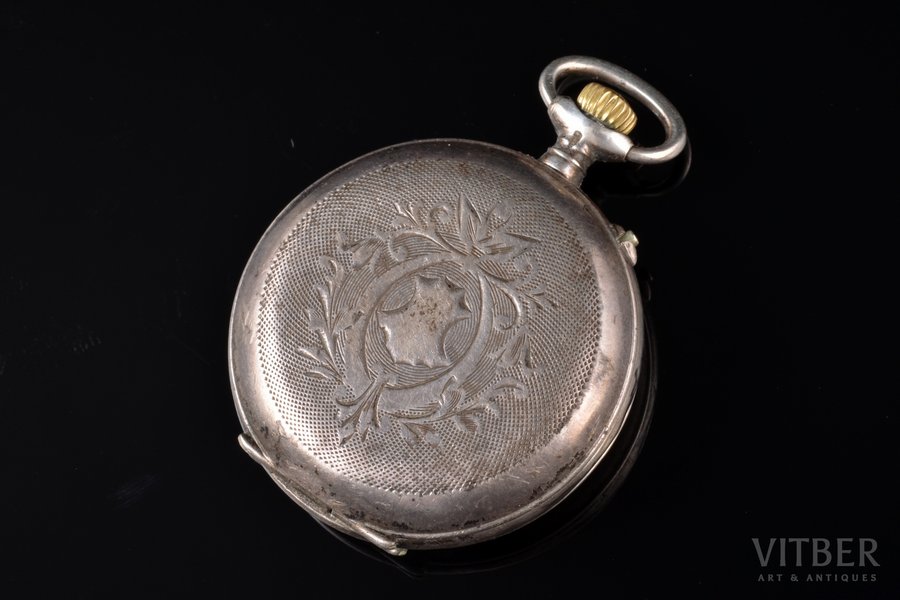 pocket watch, "Perret & Fils", women's, Switzerland, silver, 84, 875 standart, 29.7 g, 4.2 x 3.35 cm, Ø 33.5 mm, in working order