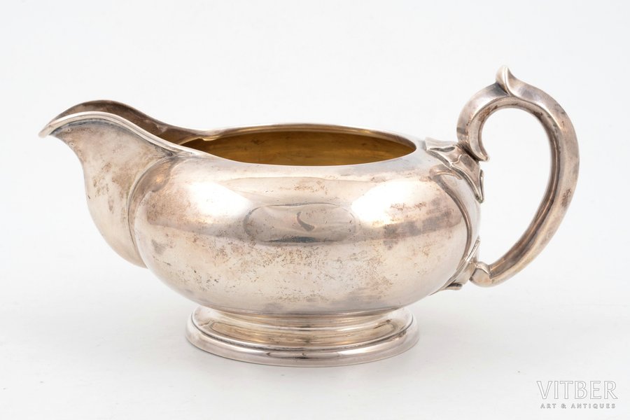 cream jug, silver, 84 standard, 222.5 g, h (with handle) 7.5 cm, by Hakkinen Daniel Edward, 1874, St. Petersburg, Russia