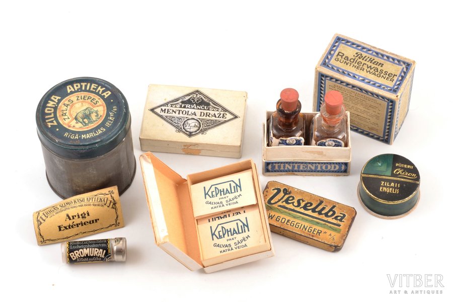 комплект аптечных коробочек, Латвия, 20-30е годы 20го века
