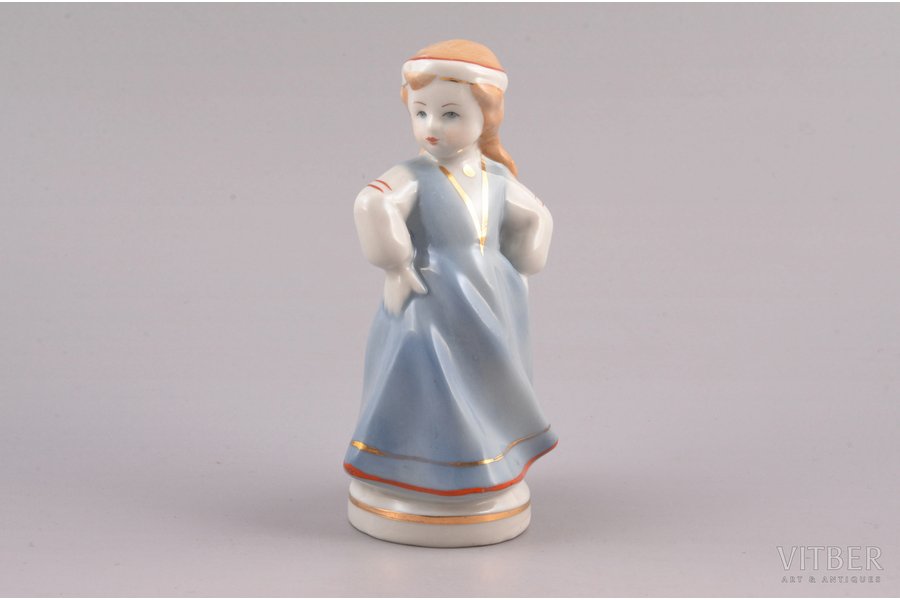 figurine, Folk dance, porcelain, Riga (Latvia), USSR, sculpture's work, Riga porcelain factory, molder - Leja Novozeneca, 12.2 cm, first grade