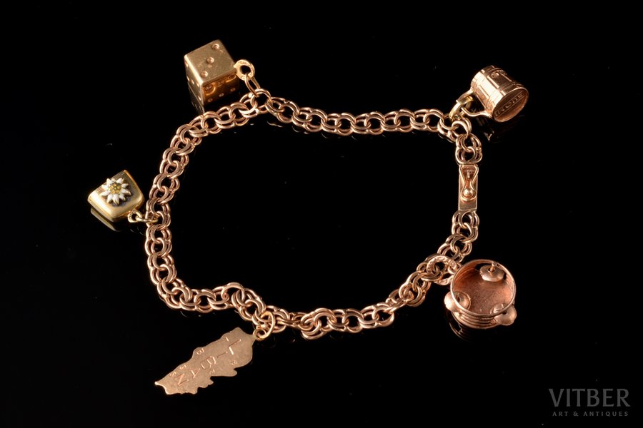 a bracelet, gold, 585 standard, 12.88 g., Finland, bracelet length 19 cm