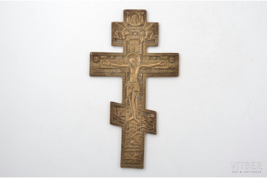 крест, Распятие Христово, бронза, Российская империя, 2-я половина 19-го века, 25.2 x 14.2 x 0.5 см, 453.8 г.