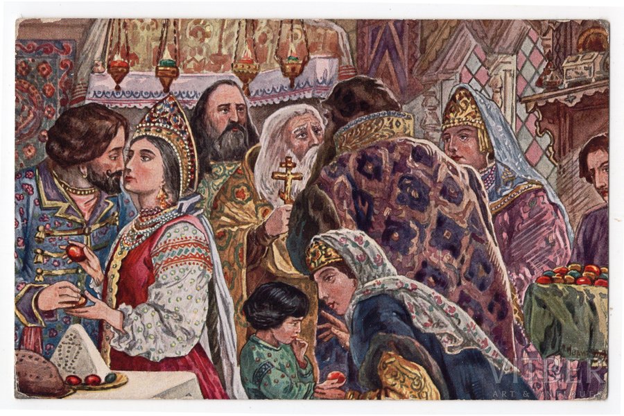 atklātne, mākslinieks (?), Krievijas impērija, 20. gs. sākums, 14x9 cm