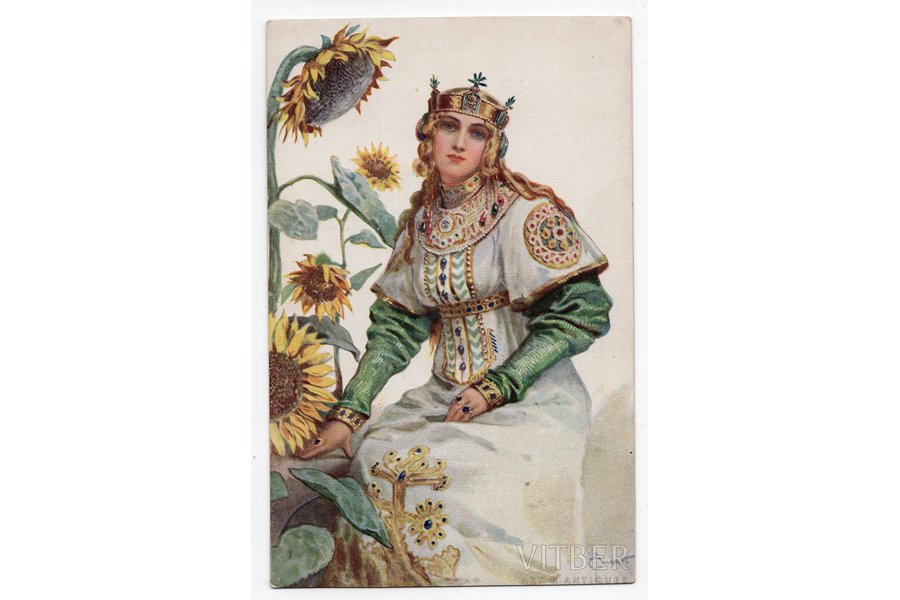 открытка, художник Соломко, Российская империя, начало 20-го века, 13.8x8.8 см