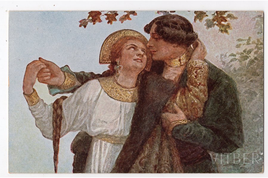 открытка, художник Соломко, Российская империя, начало 20-го века, 13.8x8.8 см