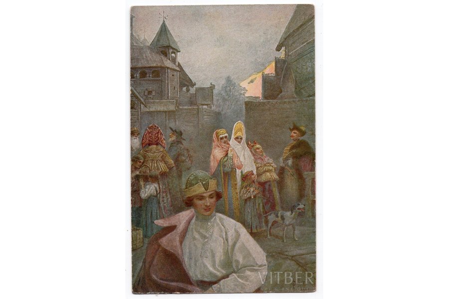 atklātne, mākslinieks Solomko, Krievijas impērija, 20. gs. sākums, 14x9 cm