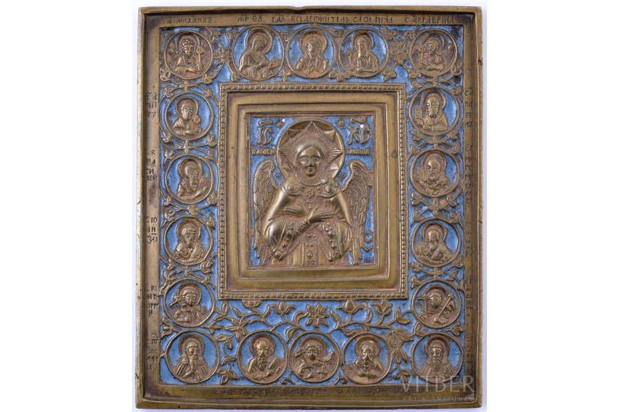 icon, Jesus Christ the Blessed Silence, copper alloy, 1-color enamel, Russia, the 19th cent., 14,9 x 12,8 x 0,5 cm, 512 g.