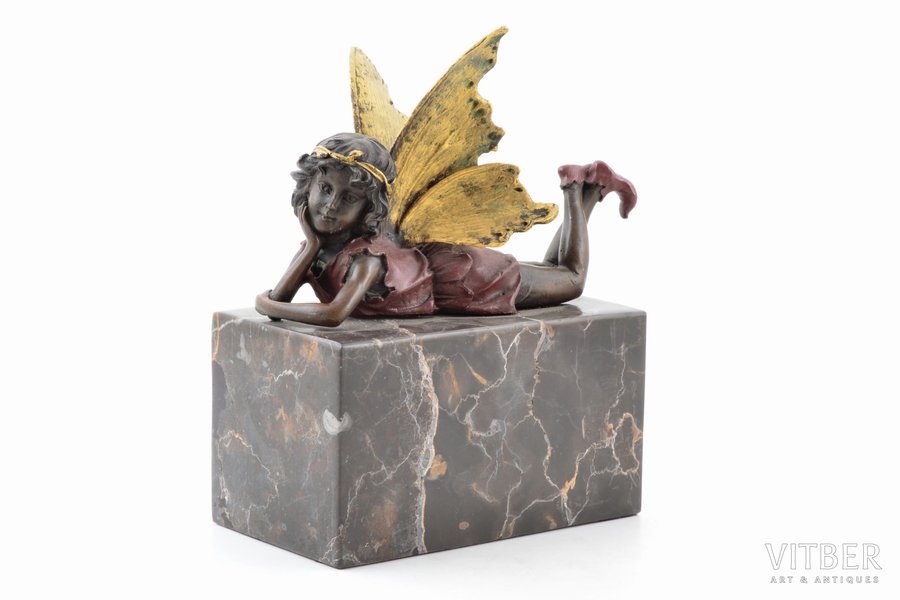 figurine, "Fairy", signed by Milo, bronze, marble, h 16.5 cm, weight 2150 g., France, beginning of 21st cent.