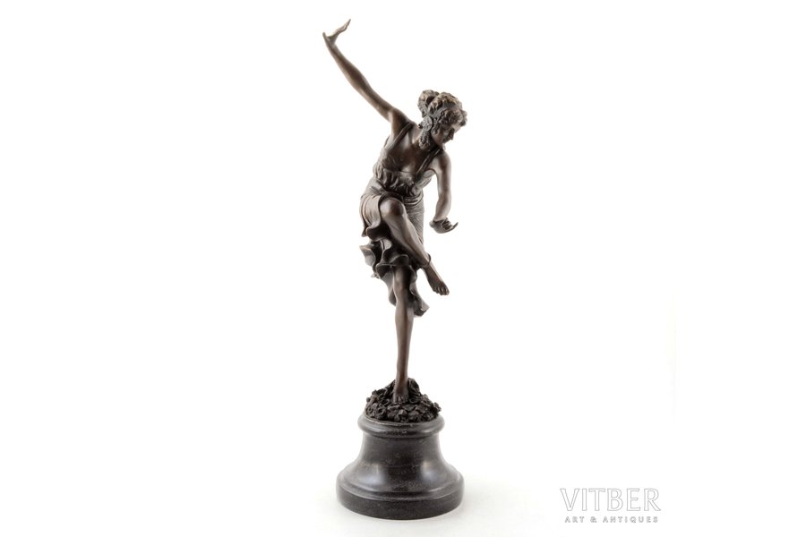 статуэтка, "Танцовщица", подпись CL. JR. Colinet, бронза, мрамор, h 46 см, вес 3500 г., Франция