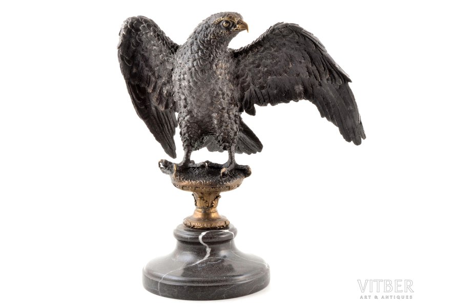 figurine, "Eagle", signed Barye, bronze, marble, h 38 cm, weight 9850 g., France, beginning of 21st cent.