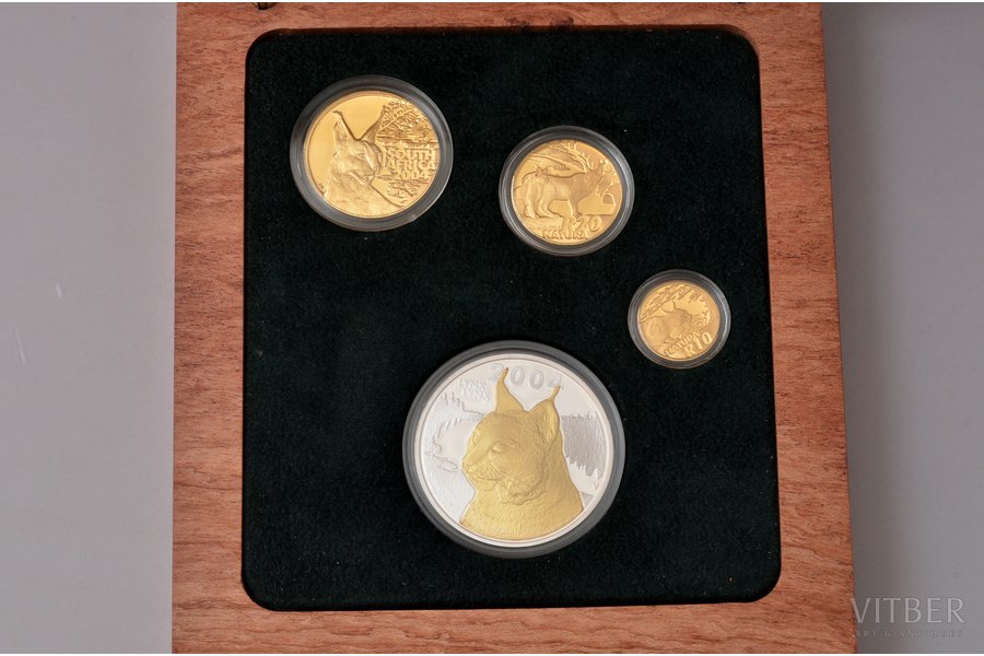 Dienvidāfrika, 10  randi, 20 randi, 50 randi, 2004 g., "Natura Prestige komplekts, Lūsis", zelts, 999.9 prove, 26.44 g, tīra zelta svars 26.44 g