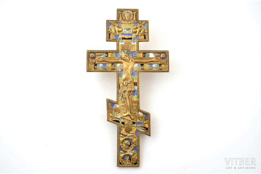 cross, The Crucifixion of Christ, bronze, 7-color enamel, Russia, the 19th cent., 36.5 x 19 x 0.8 cm, 1141.80 g.