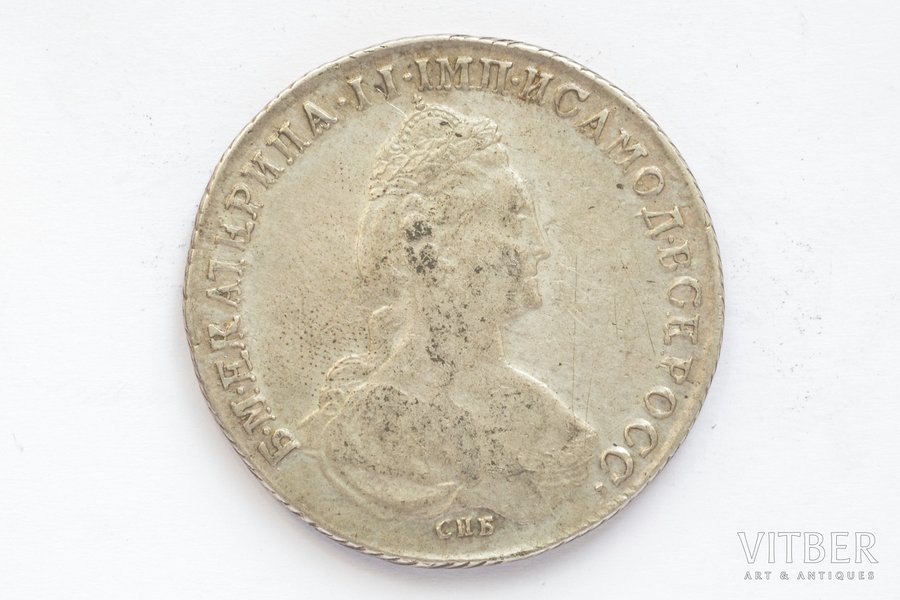 1 ruble, 1782, SPB, IZ, Catherine II, silver, Russia, 24.55 g, Ø 36.5 mm, F