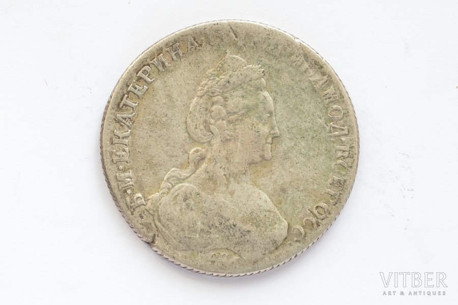 1 ruble, 1780, SPB, IZ, Catherine II, silver, Russia, 23.65 g, Ø 36.5 mm, F