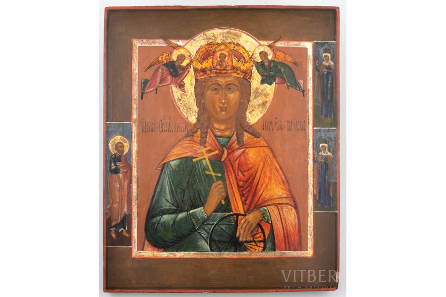 icon, Saint Martyr Catherine, board, painting, Russia, the end of the 19th century, 30.6 x 25.6 x 2 cm
