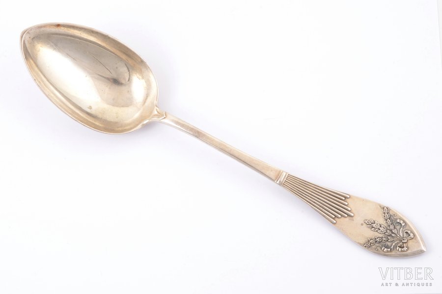 serving spoon, silver, 84 standard, 157 g, 28 cm, Wladyslav Hempel, 1908 - 1917, Warsaw, Russia, Congress Poland