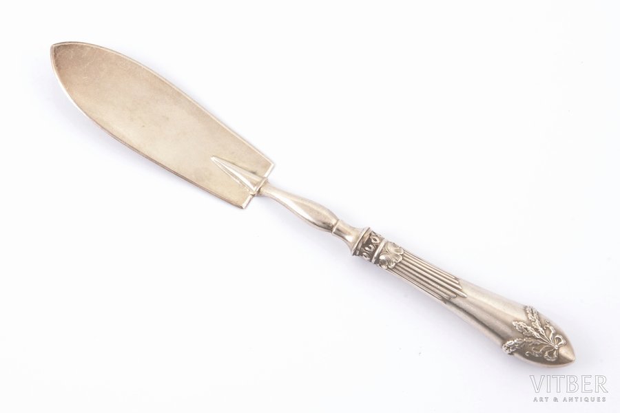 сервировочный нож, серебро, 84 проба, 47.5 г, 20.2 см, 1908-1917 г., С.- Петербург, Российская империя