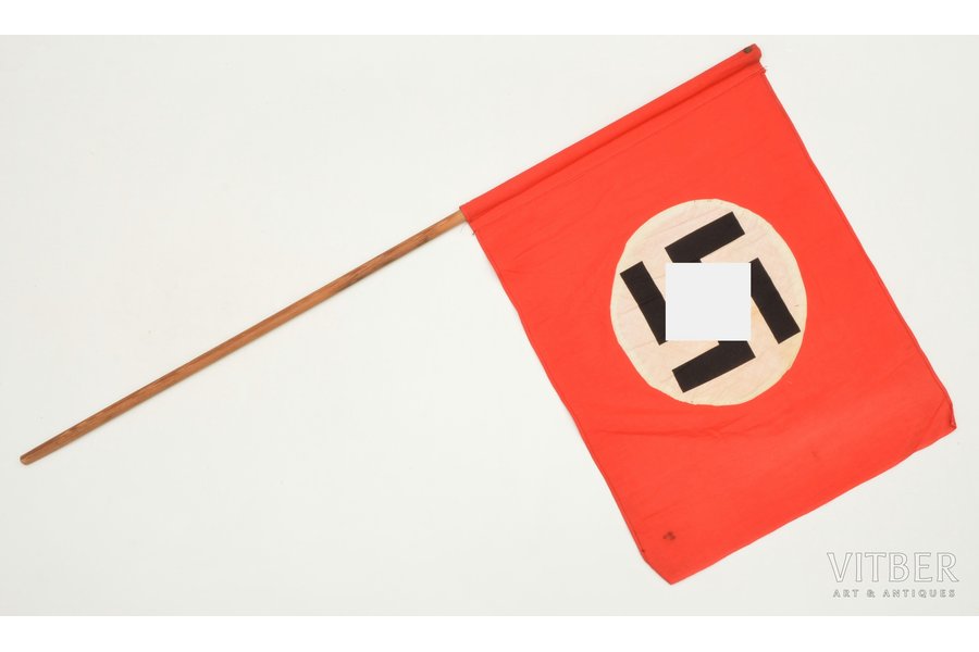 flag, Third Reich, wood, fabric, Germany, the 30-40ties of 20th cent., canvas size 40 x 52 cm