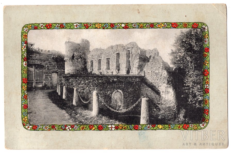 postcard, Cēsis, castle ruins, Latvia, Russia, beginning of 20th cent., 14x9 cm