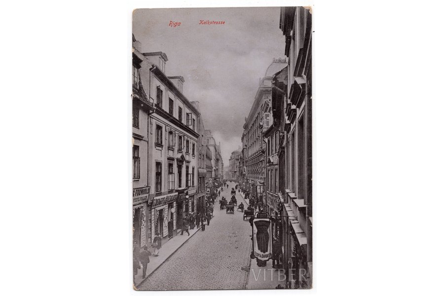 открытка, Старая Рига, улица Калькю, Латвия, Российская империя, начало 20-го века, 13.8x8.8 см