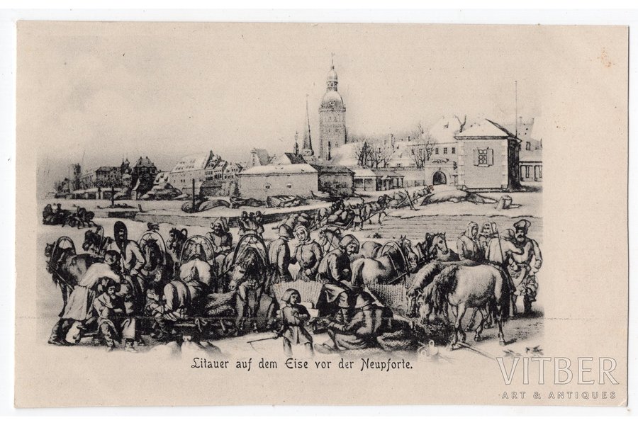 postcard, Riga, old engraving, Latvia, Russia, beginning of 20th cent., 13.8x8.6 cm