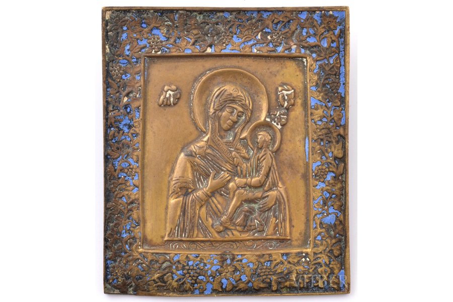 icon, Tikhvin icon of the Mother of God, copper alloy, 1-color enamel, the 19th cent., 10.7 x 9.1 x 0.4 cm, 193.60 g.