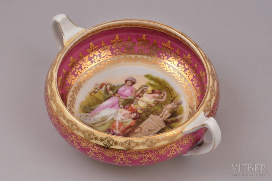 konfekšu trauks, porcelāns, Gardnera porcelāna rūpnīca, Krievijas impērija, 20. gs. sākums, 13 x 16.5 cm, h 5.5 cm