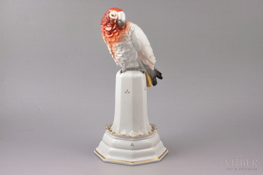 figurine, Parrot, porcelain, Germany, Rosenthal, hand-painted, the 30-40ties of 20th cent., h 25.2 cm